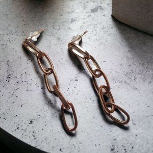 Drop Chain Vintage Earrings Womens Jewelry Fashion Costume 2 Inch Gold Tone